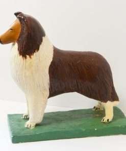 Large Vintage Folk Art Collie Figurine Full