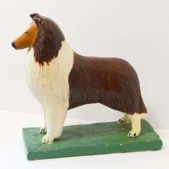 Large Vintage Folk Art Collie Figurine Full