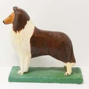 Large Vintage Folk Art Collie Figurine 1