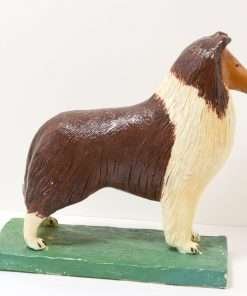 Large Vintage Folk Art Collie Figurine 2