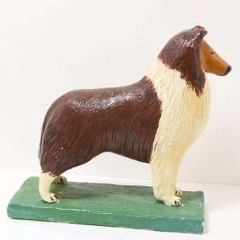 Large Vintage Folk Art Collie Figurine 2