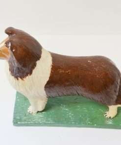 Large Vintage Folk Art Collie Figurine Top