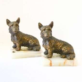 Vintage Bronze Scottish Terrier Bookends Full