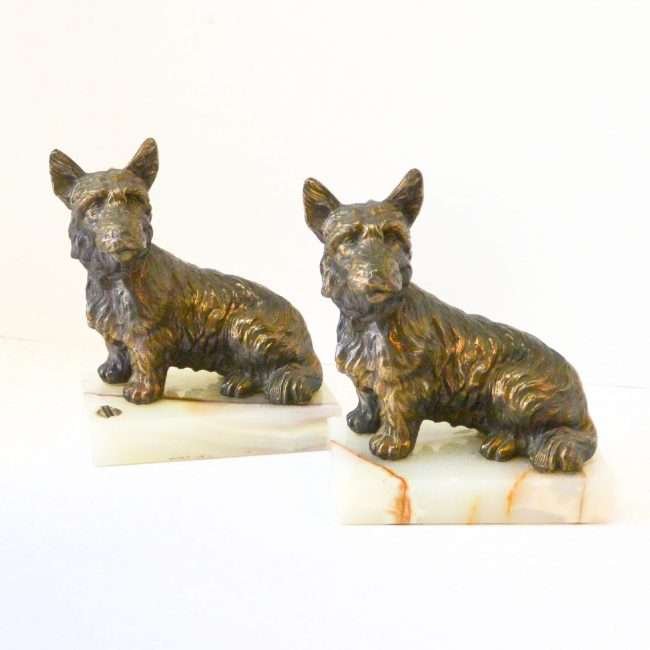 Vintage Bronze Scottish Terrier Bookends Full