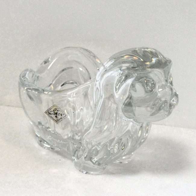 Vannes Le Chatel Lead Crystal Pekingese Dog Candy Dish Full