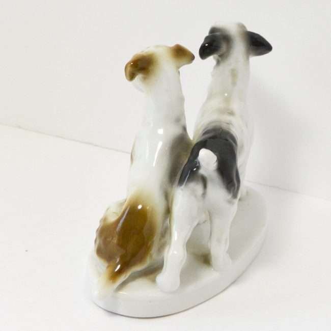 Vintage Porcelain Fox Terrier Pair Back
