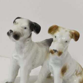 Vintage Porcelain Fox Terrier Pair Close 1