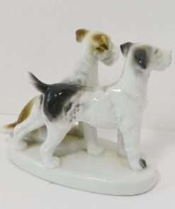 Vintage Porcelain Fox Terrier Pair 2