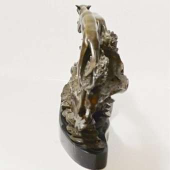Bronze Greyhounds In Flight Figural Back
