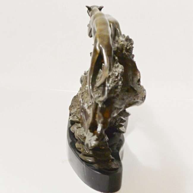 Bronze Greyhounds In Flight Figural Back