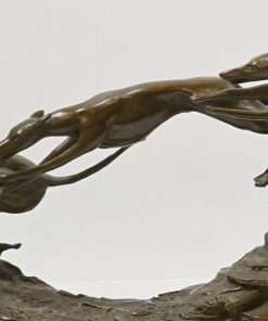 Bronze Greyhounds In Flight Figural Close2