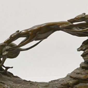 Bronze Greyhounds In Flight Figural Close2