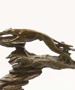 Bronze Greyhounds In Flight Figural Close 3