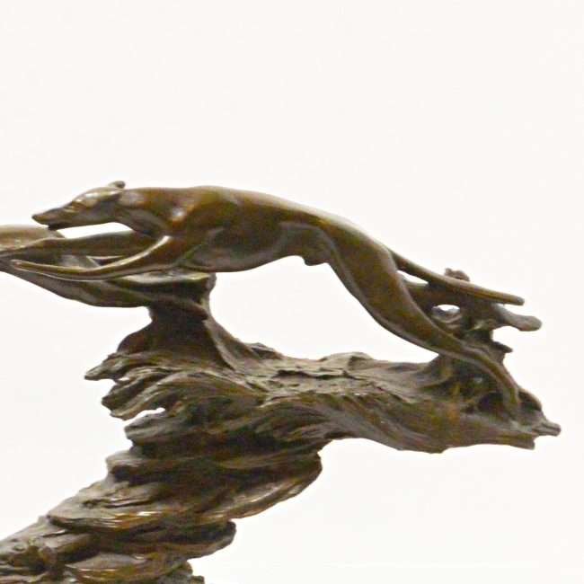 Bronze Greyhounds In Flight Figural Close 3