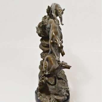 Bronze Greyhounds In Flight Figural Front