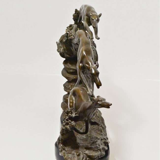 Bronze Greyhounds In Flight Figural Front