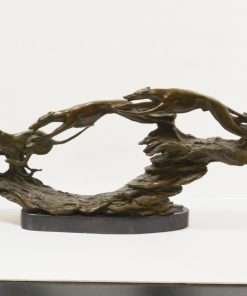 Bronze Greyhounds In Flight Figural Full 2