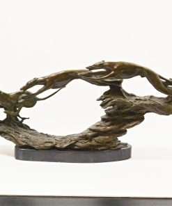 Bronze Greyhounds In Flight Figural Full