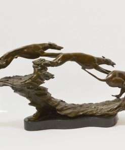 Bronze Greyhounds In Flight Figural
