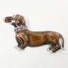 Sterling Silver Enamel and Ruby Dachshund Dog Brooch