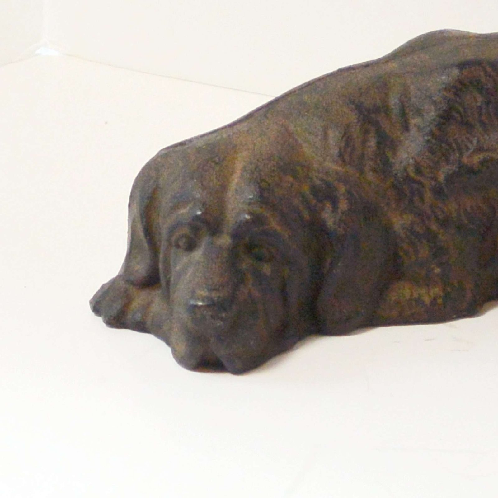 Antique Cast Iron Resting Newfoundland Dog Still Bank BRZ-2252