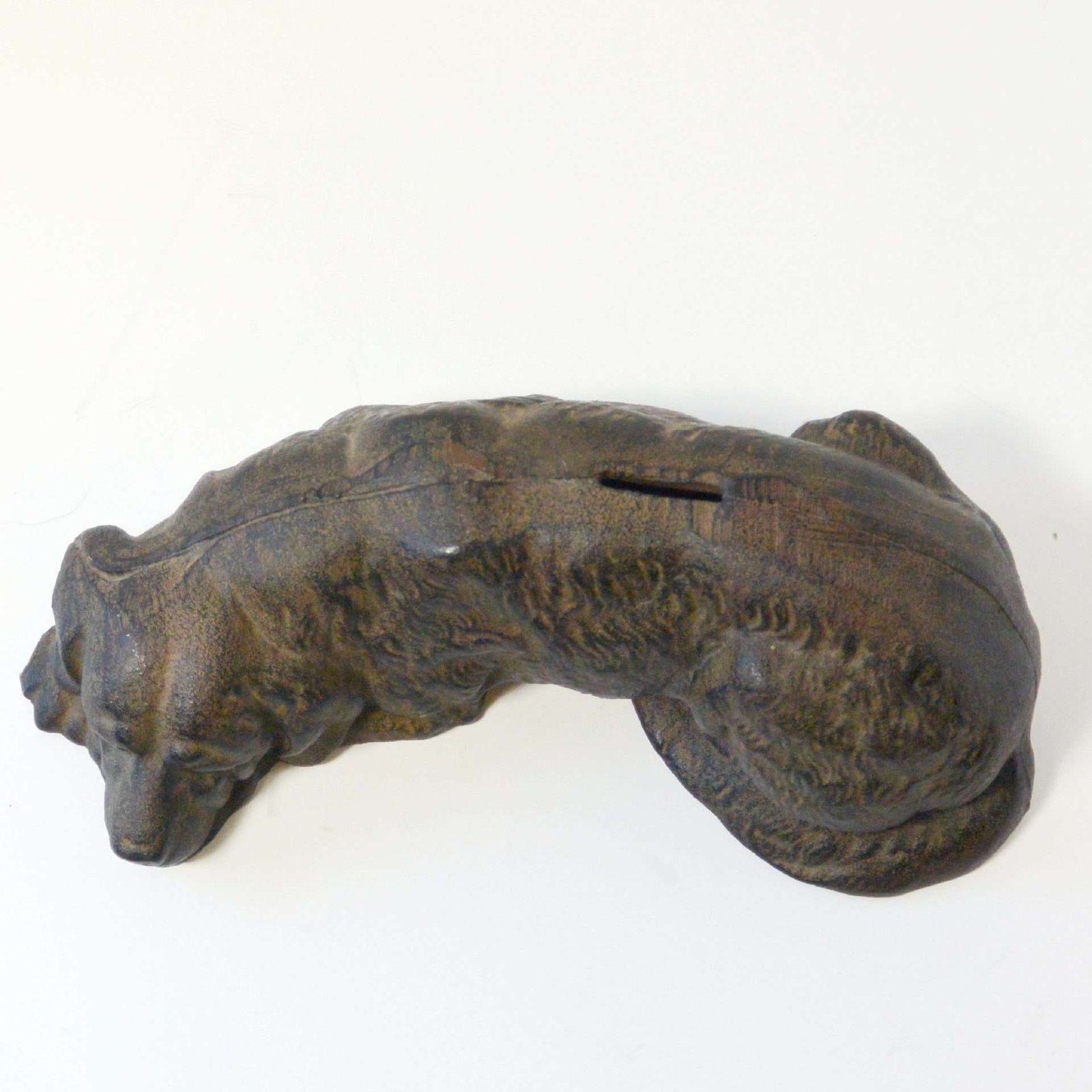 Antique Cast Iron Resting Newfoundland Dog Still Bank - Image 8