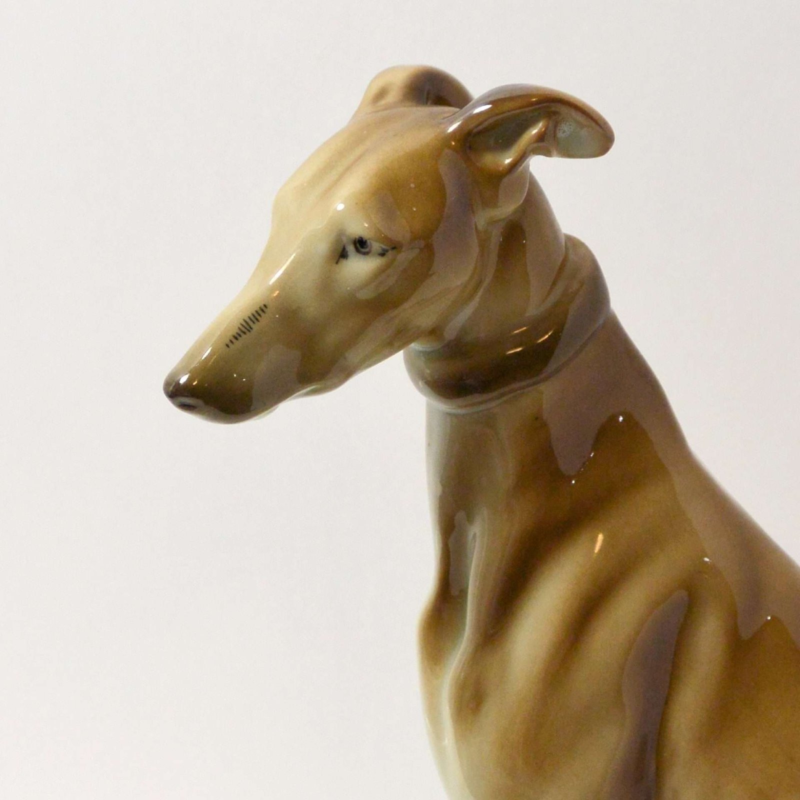 Antique Porcelain Whippet Figurine - Zsolnay Hungary c.1930's CRM-2916