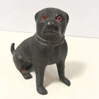 Antique Victorian Pug Pounce Pots with Glass Eyes 6
