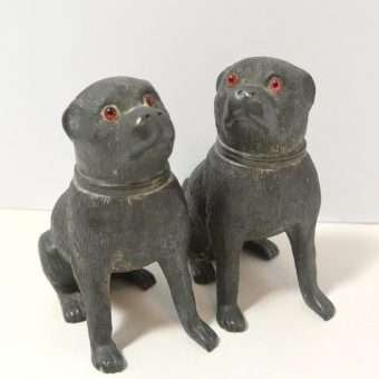 Antique Victorian Pug Pounce Pots with Glass Eyes 4