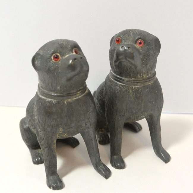 Antique Victorian Pug Pounce Pots with Glass Eyes 4