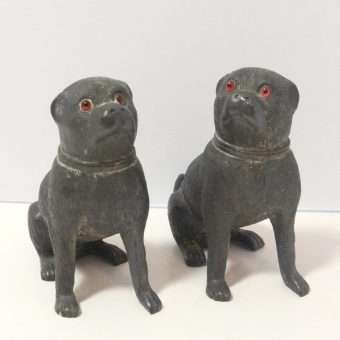 Antique Victorian Pug Pounce Pots with Glass Eyes 4