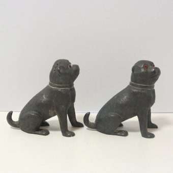 Antique Victorian Pug Pounce Pots with Glass Eyes 3