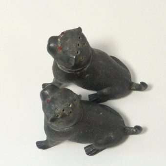 Antique Victorian Pug Pounce Pots with Glass Eyes 2