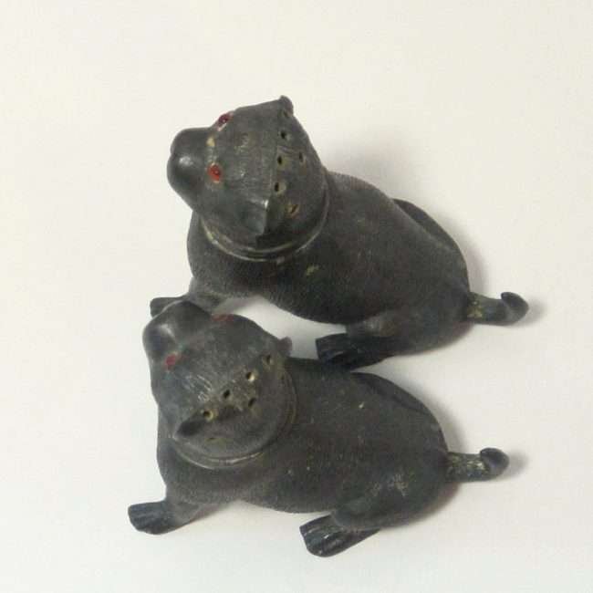 Antique Victorian Pug Pounce Pots with Glass Eyes 2