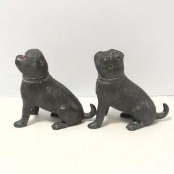 Antique Victorian Pug Pounce Pots with Glass Eyes 1