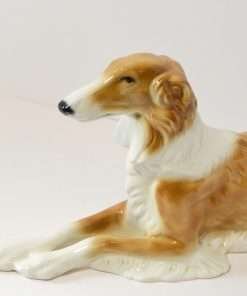 Porcelain Reclining Borzoi Dog Figurine-close1