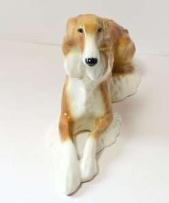 Porcelain Reclining Borzoi Dog Figurine-Front