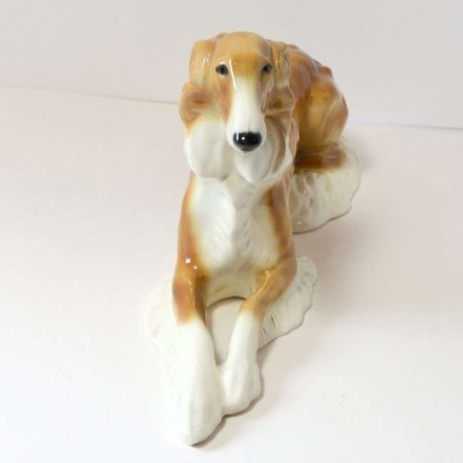 Porcelain Reclining Borzoi Dog Figurine-Front