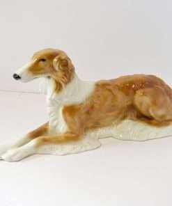 Porcelain Reclining Borzoi Dog Figurine-Full