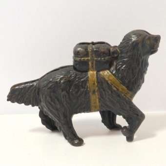 Cast Iron Newfoundland Rescue Pack Dog Still Bank2