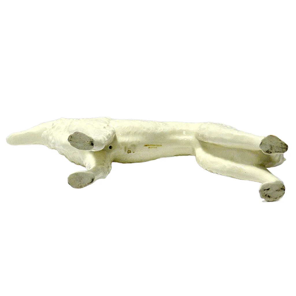 Large White Czech Porcelain Borzoi Figurine c.1940's - Image 4