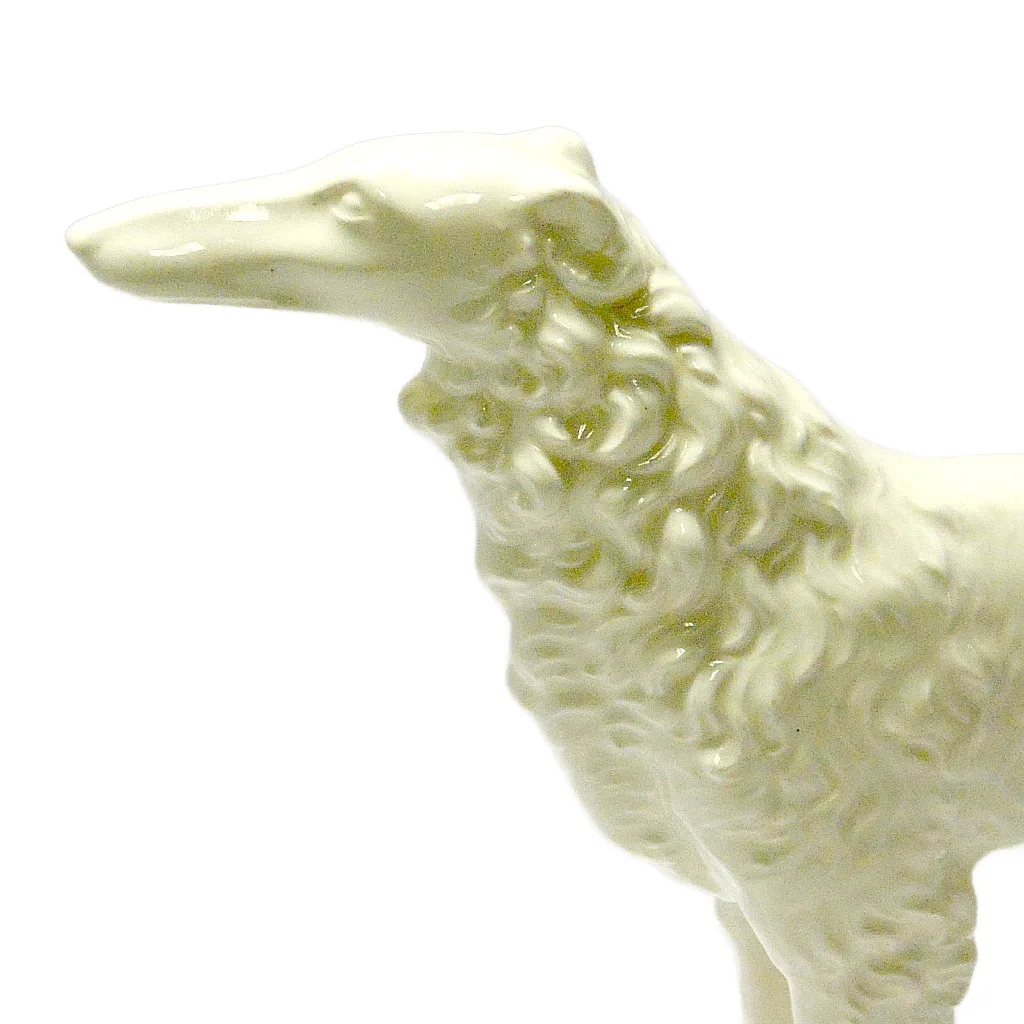 Large White Czech Porcelain Borzoi Figurine c.1940's - Image 5