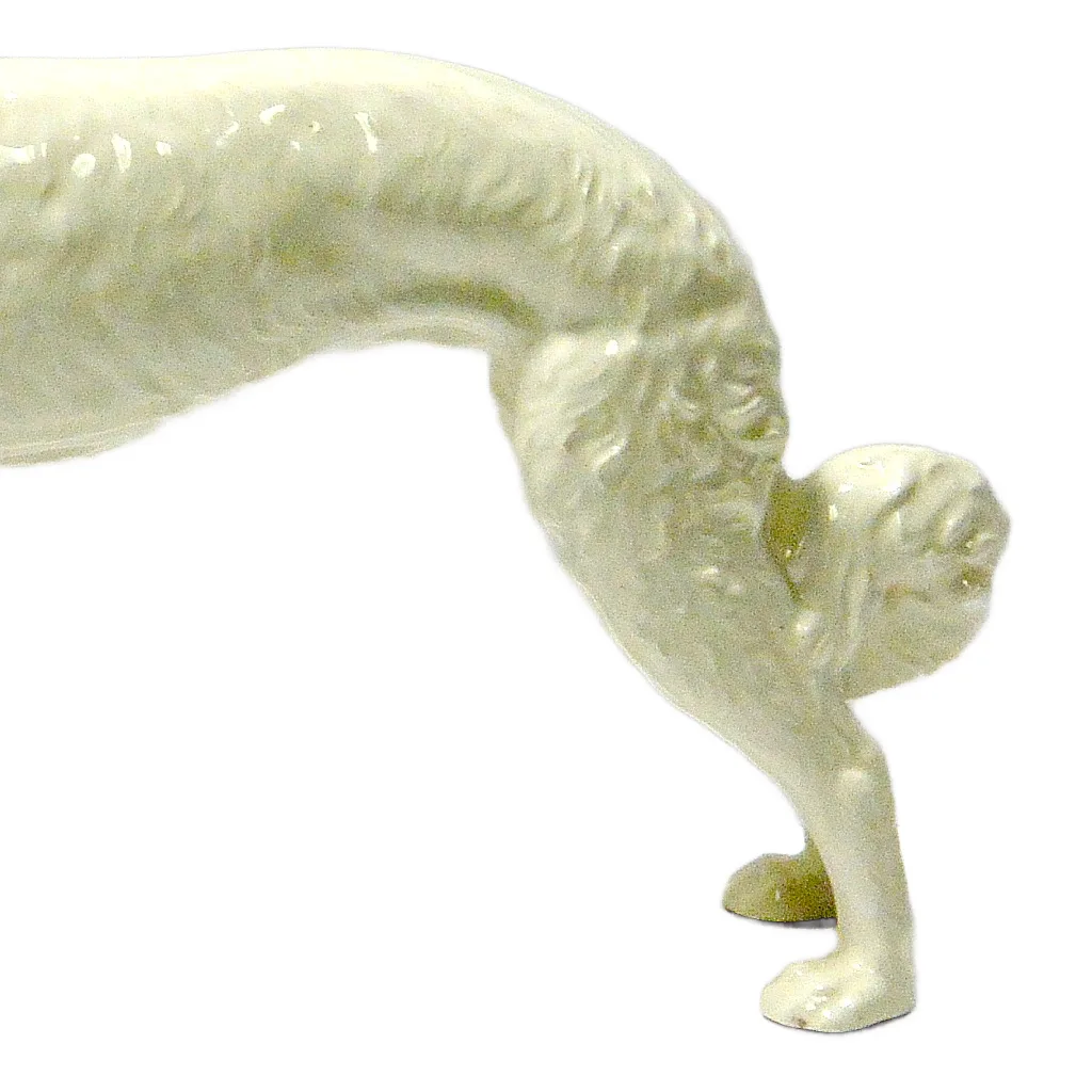 Large White Czech Porcelain Borzoi Figurine c.1940's - Image 6