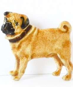 Vintage Sterling Silver and Enamel Pug Dog Pin