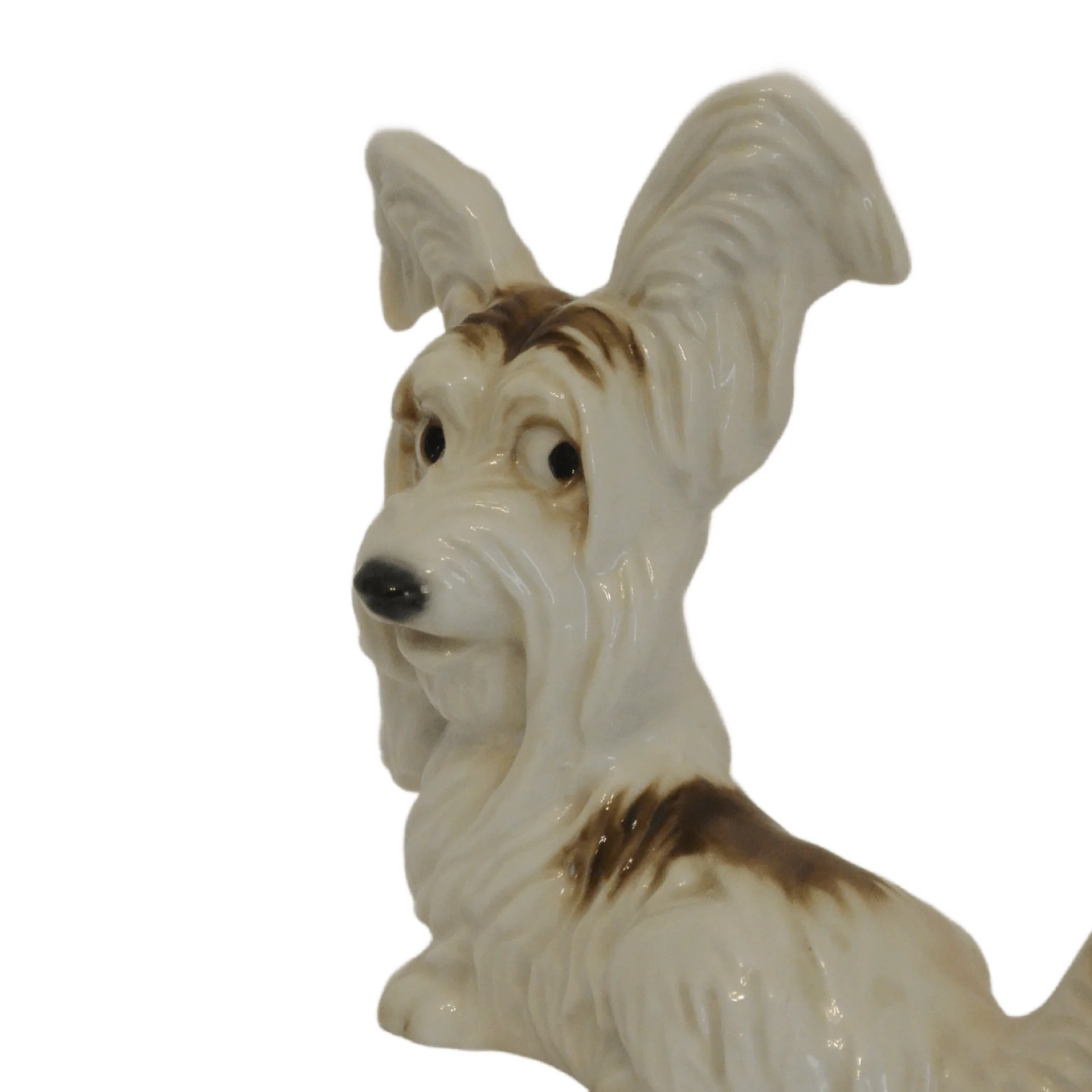 Vintage Hutschenreuther porcelain Skye Terrier dog figurine, detailed hand-painted coat, German mid-century collectible