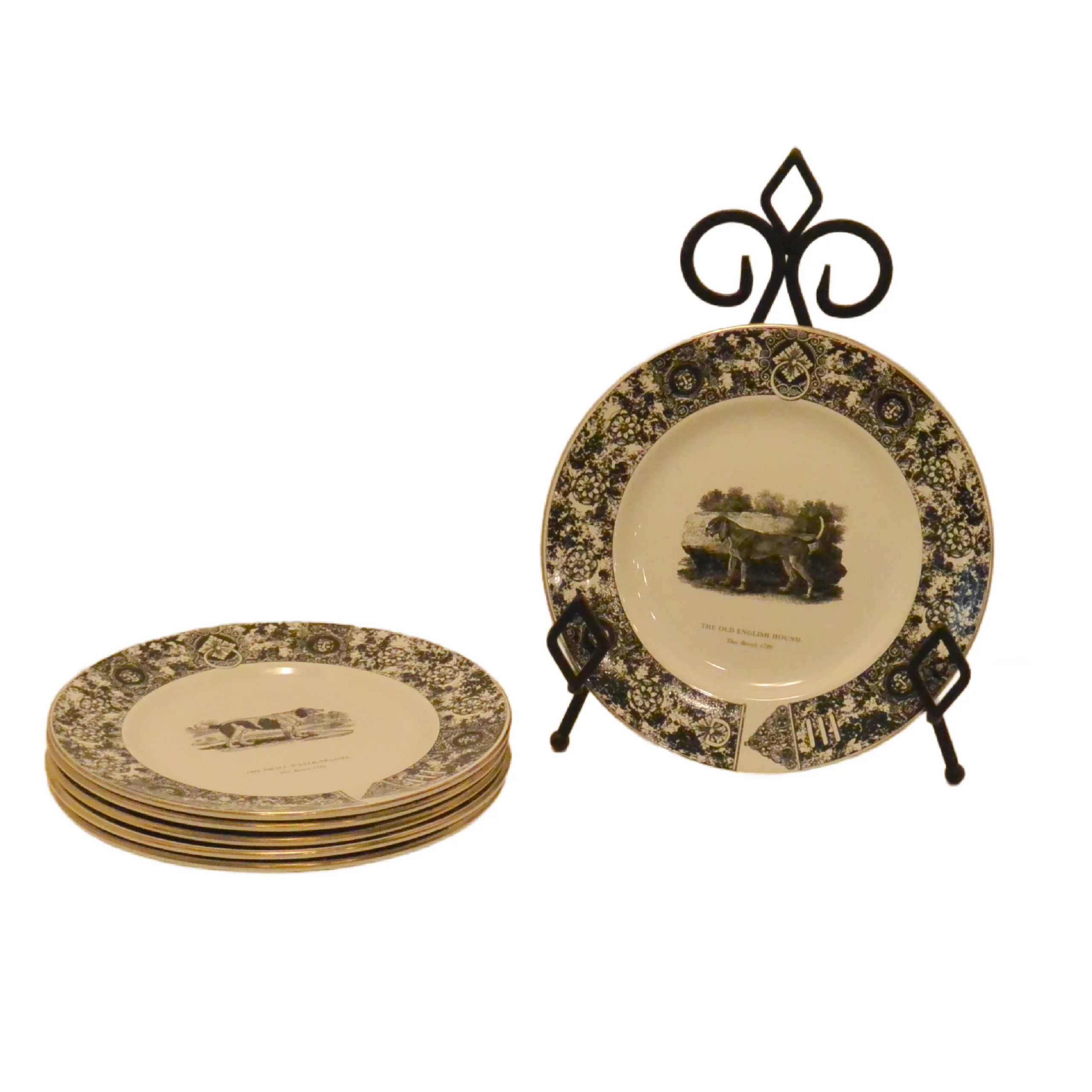 Set of 5 Prinknash Abbey "Bewick's Houndes" Dog Plates