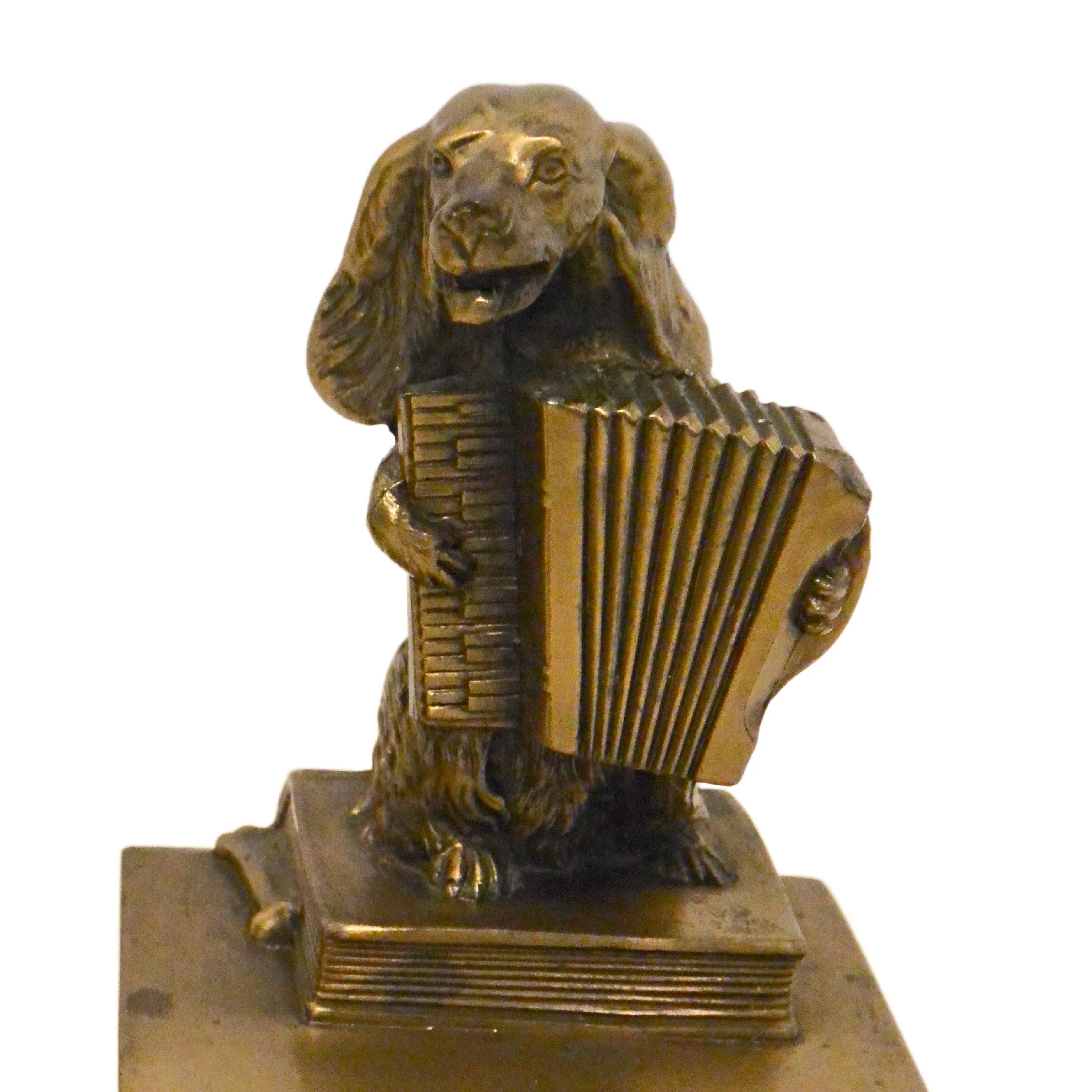 Antique Brass Dogs Playing Accordions Bookends - Image 3