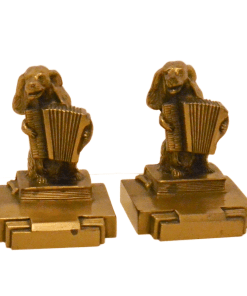 Antique Brass Dogs Playing Accordions Bookends