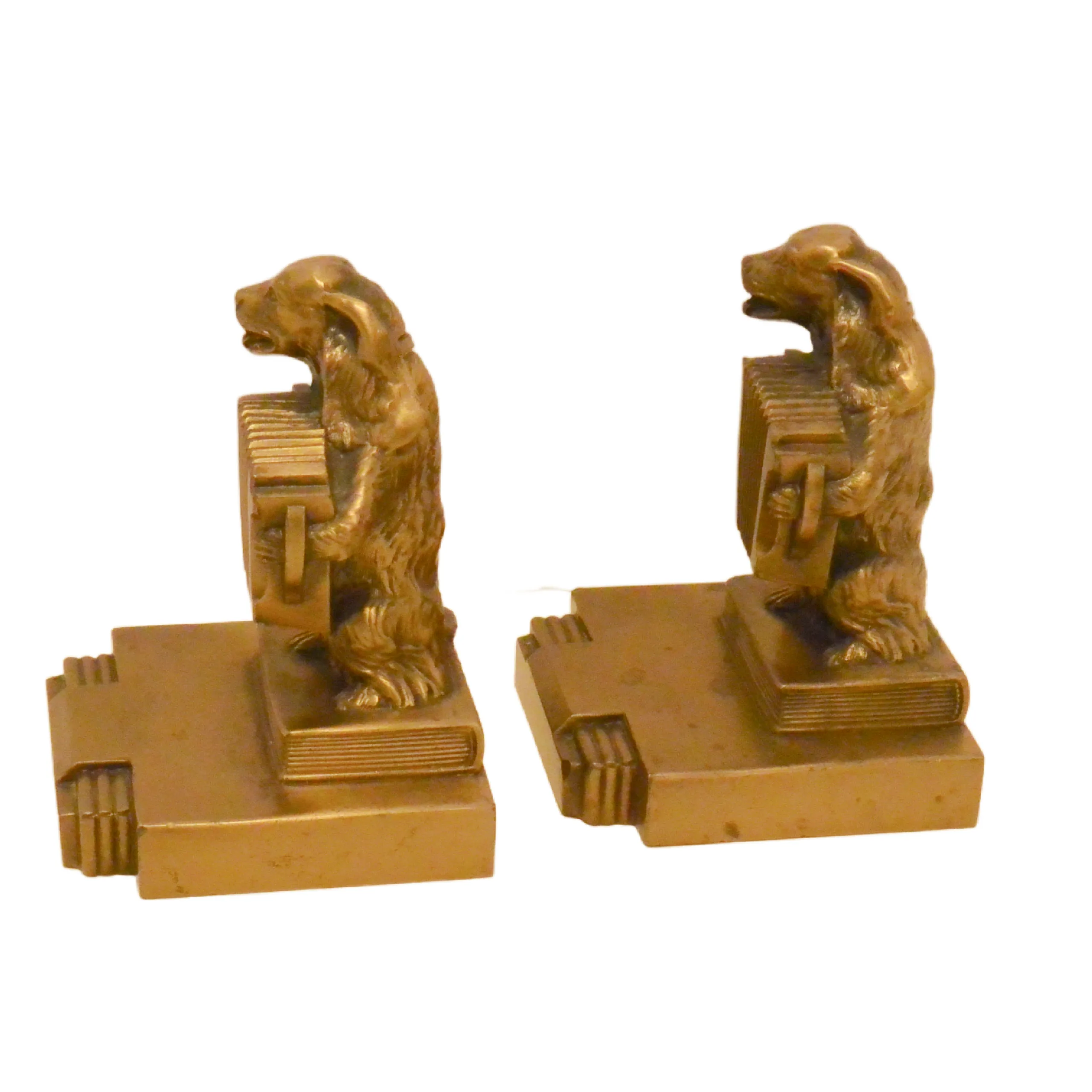 Antique Brass Dogs Playing Accordions Bookends - Image 6