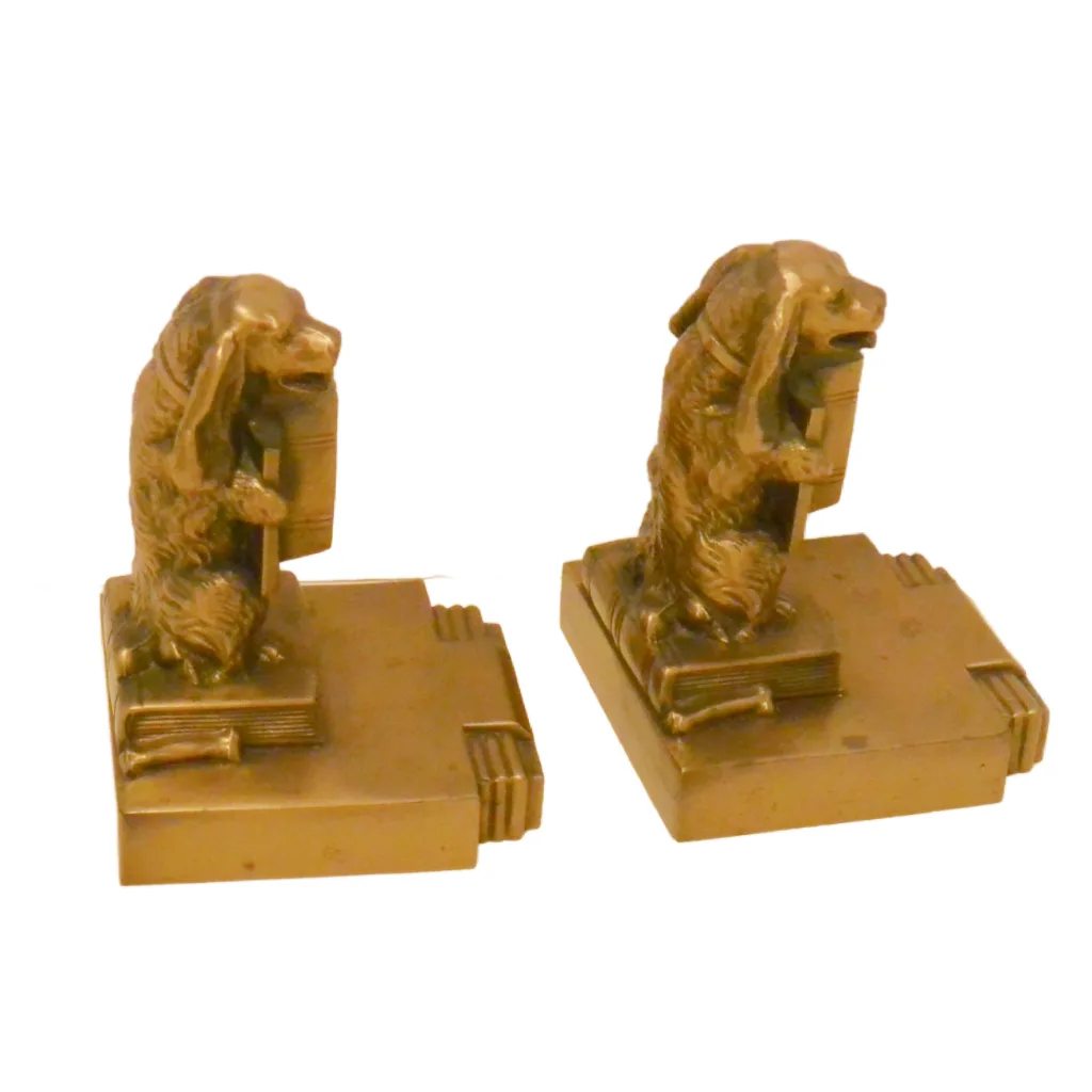 Antique Brass Dogs Playing Accordions Bookends - Image 4